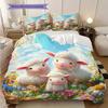 Sheep Pattern Bedding Quilt Set Quilt Cover Pillowcase Home Decoration Birthday Gift (1 * duvet cover + 2 * pillowcase, without core)