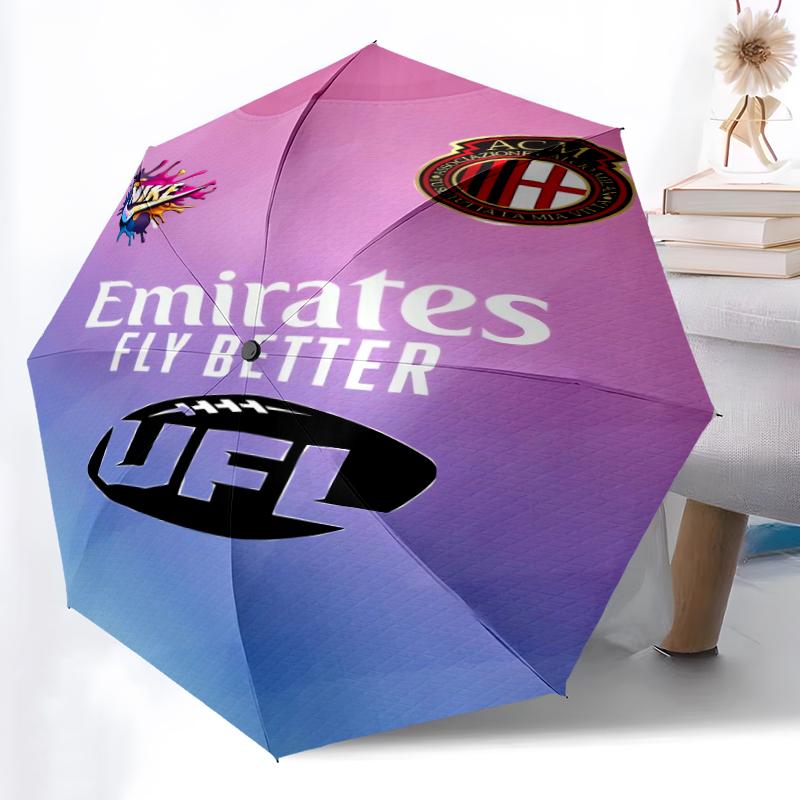 1pz Ombrello Automatico Robusto a 8 Stecche, Ombrello Manchester United Manchester City, Stampato Digitalmente, Ombrello Pieghevole per Uso Esterno in Movimento