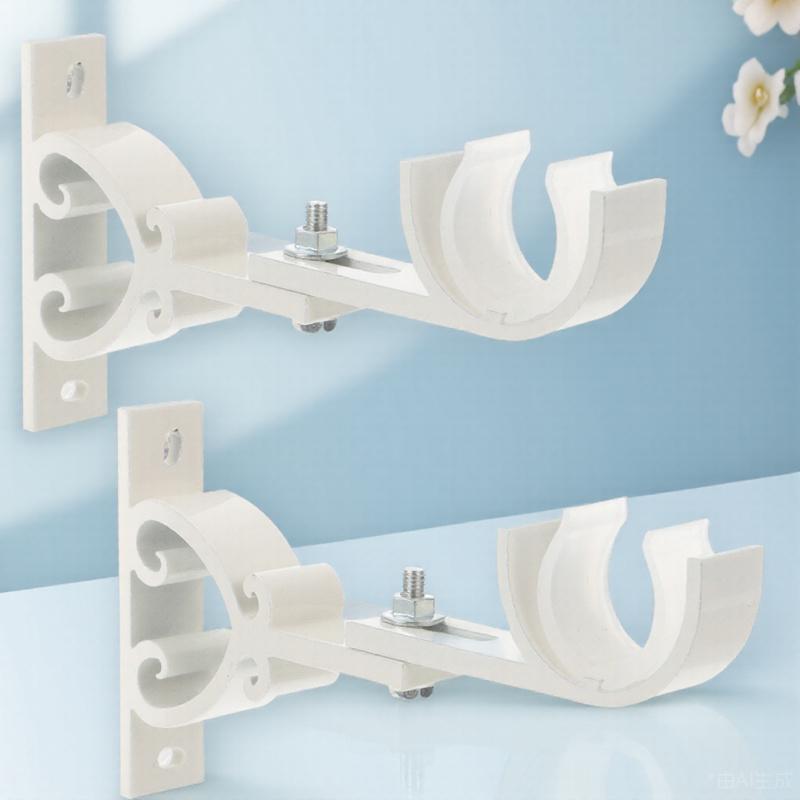 2Pcs Aluminum Curtain Rod Brackets Heavy Duty Holders for Window Drapery Rod Fixing Tools Home Supply Home Decor