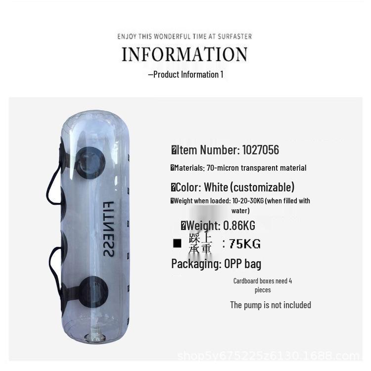 Transparent Weighted Water Bag for Outdoor Exercise - Integrated Dumbbell for Squat and Balance Training with Custom Logo