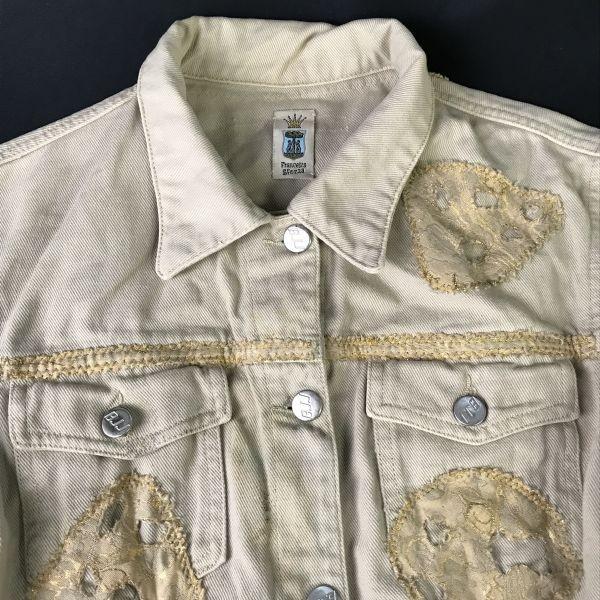 Francesca Sforza Made In Italy Designer Denim Jacket Beige Women’s ML