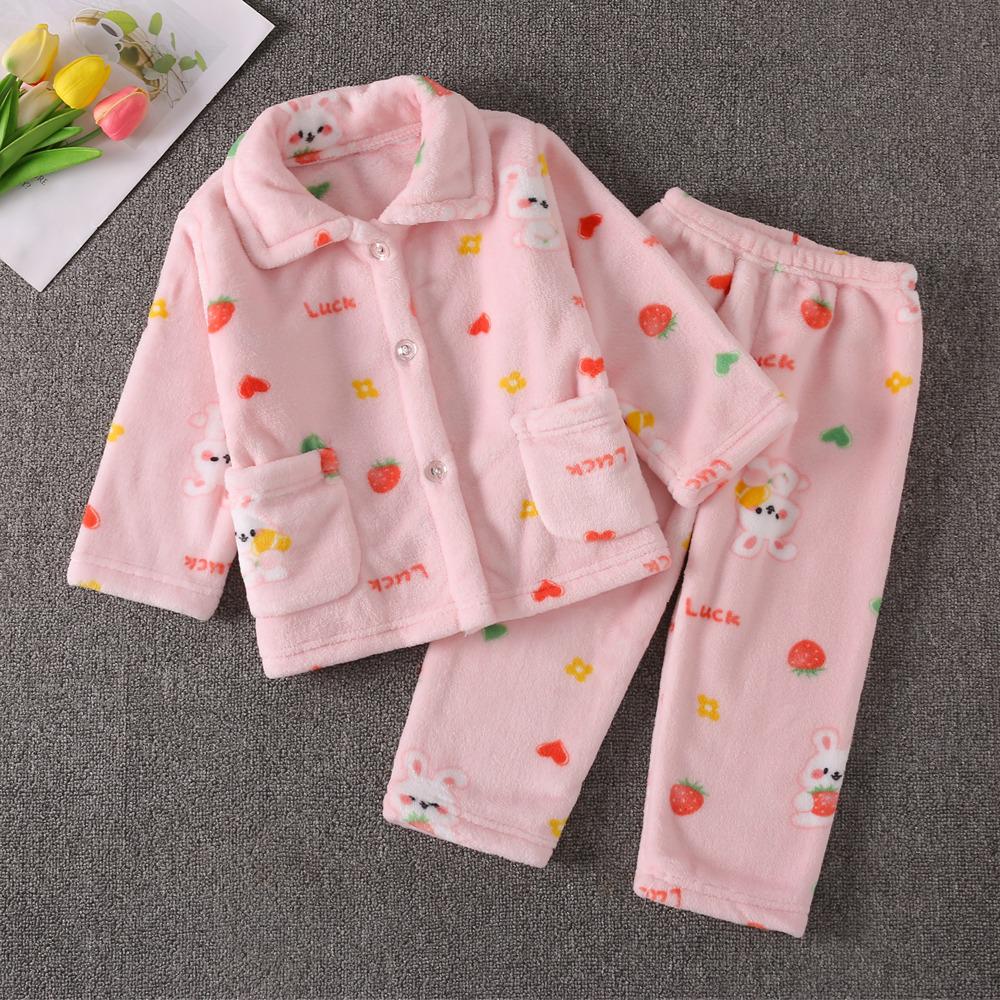Set Pijama Flanel pentru Copii - Fleece Coral, Haine Toamnă/Iarnă, Îngroșat pentru Băieți și Fete