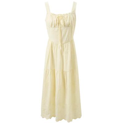 Women's Embroidered A-line Sleeveless Long Dress