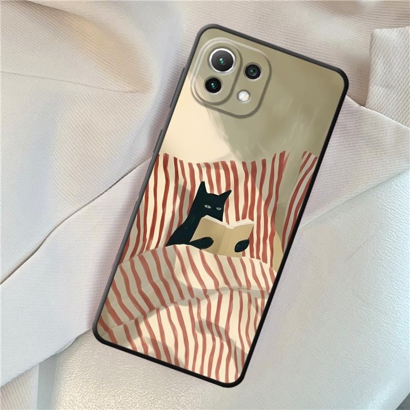 Cartoon Grid Cat Funda Phone Cover Case for Xiaomi Mi 12 12T Pro 13 Lite 14 15 Pro 12X 11 11T 10T