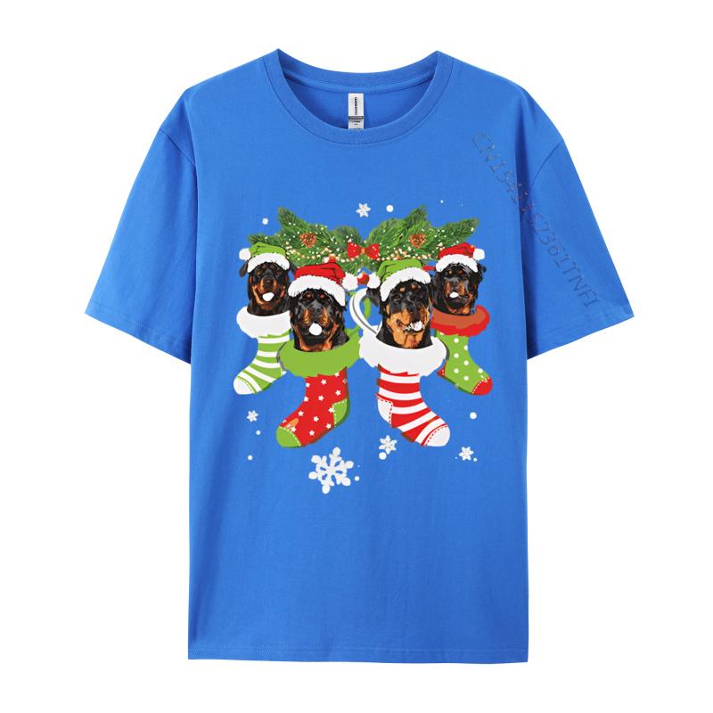 Clothing Rottweiler In Sock Christmas Santa Tshirt Men Funny Tshirt Printed T Shirts Casual Oversized Tees