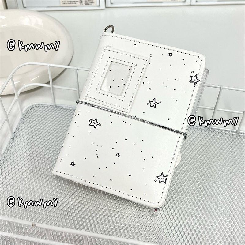 Star M5 White Leather Binder Notebook Journal Diary Portable Pocket Photo Album Idol Photo Collect Book