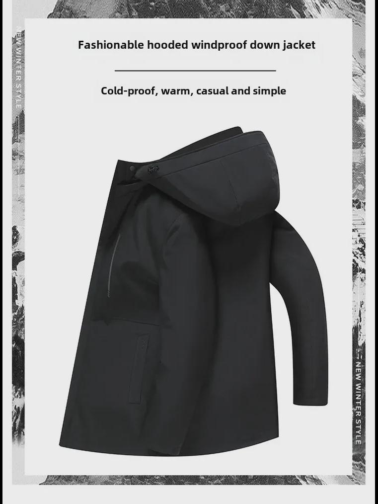 Herren-Winterjacke mit Gänsedaunen und Kapuze: Warmes, verdicktes, herausnehmbares Futter, ideal für Menschen mittleren Alters und ältere Menschen, 3-in-1-Kleidung.