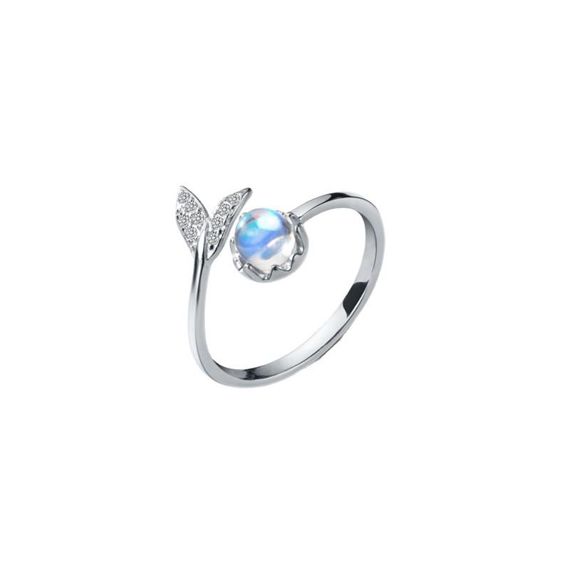 Korean Style Mermaid Tears Moonstone Zircon Ring – Women's Fashionable Inlaid Diamond Design