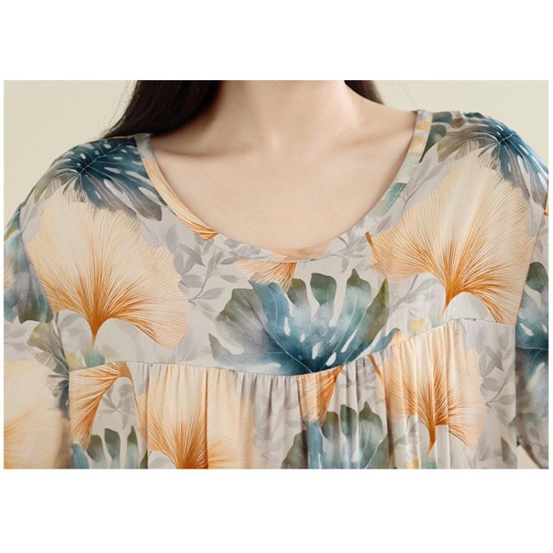 DIMANAF New 2026 Summer Beach Long Dress Women Plus Size Vintage Lady Floral Print Loose Oversize Cotton