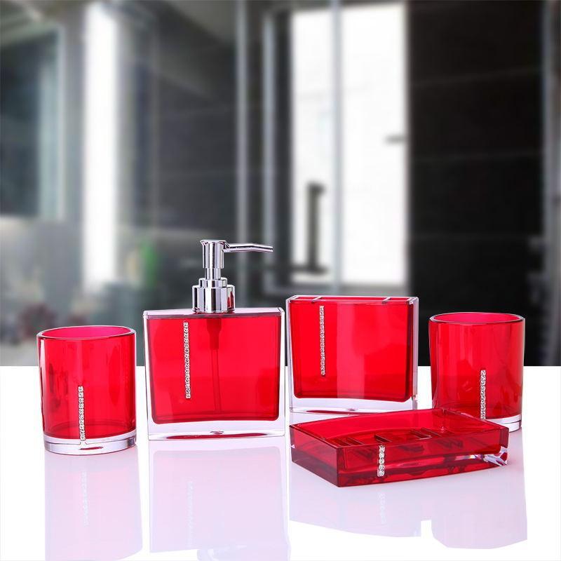 5 Accessories Pcs Bathroom Multicolors Acrylic Diamondmounted Shining Sets