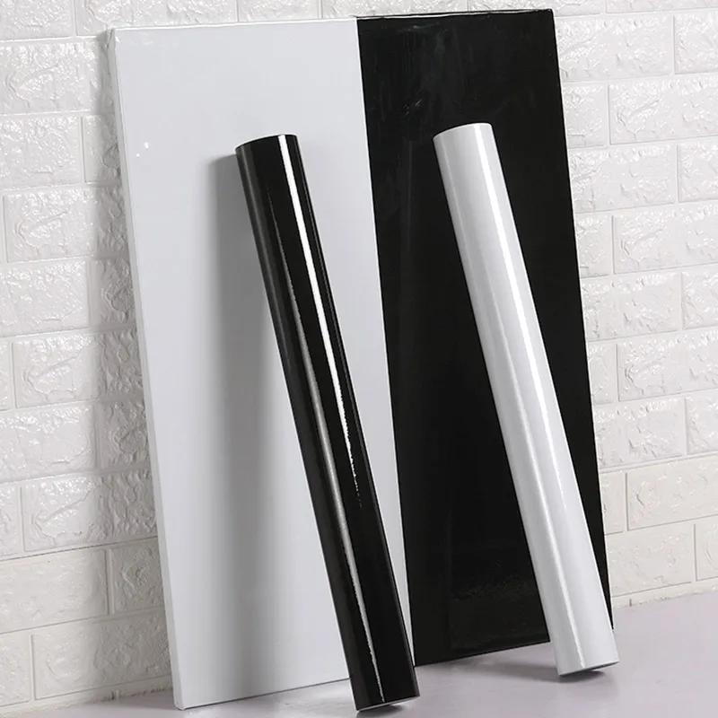 High Glossy White Matte Self-Adhesive Wallpaper DIY Decorative Film for Kitchen Cabinet Furniture Renovation Waterproof Stickers