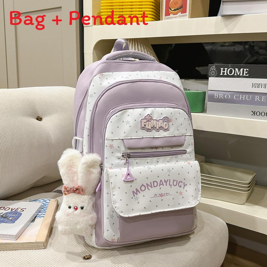 Sweet Student Backpack With Padded Straps And Letter Print For School