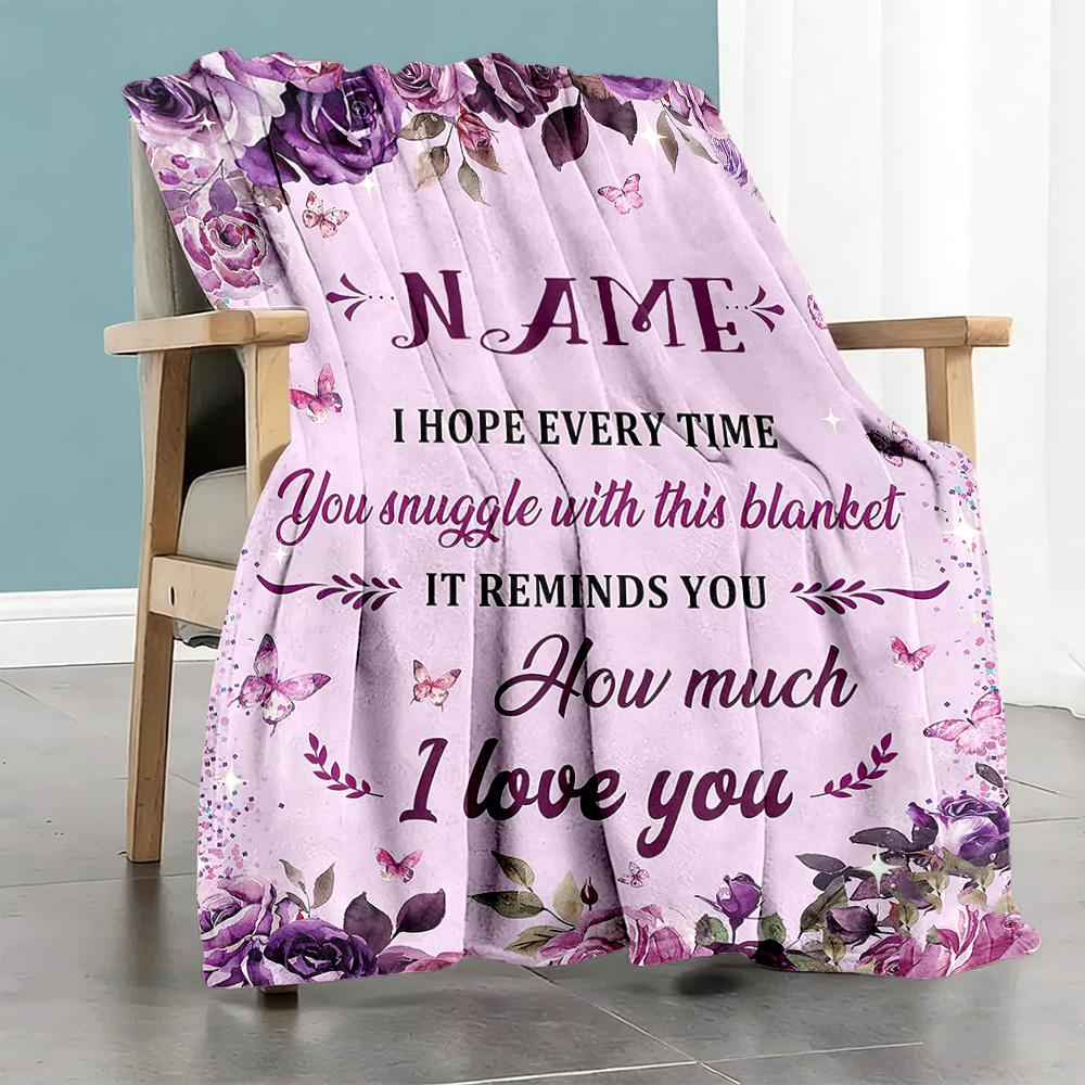 Gift Blanket Customize Your Name Blanket Multi-purpose Customizable Blanket Comfortable Perfect for Home Decor Chair Bed Livingroom