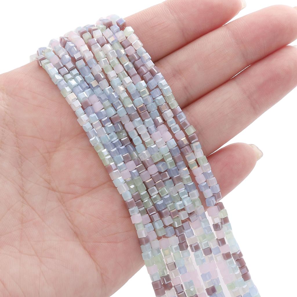 180Pcs Glass Surface Square Lnterval Bead For DIY Bracelets Necklaces Jewelry Making