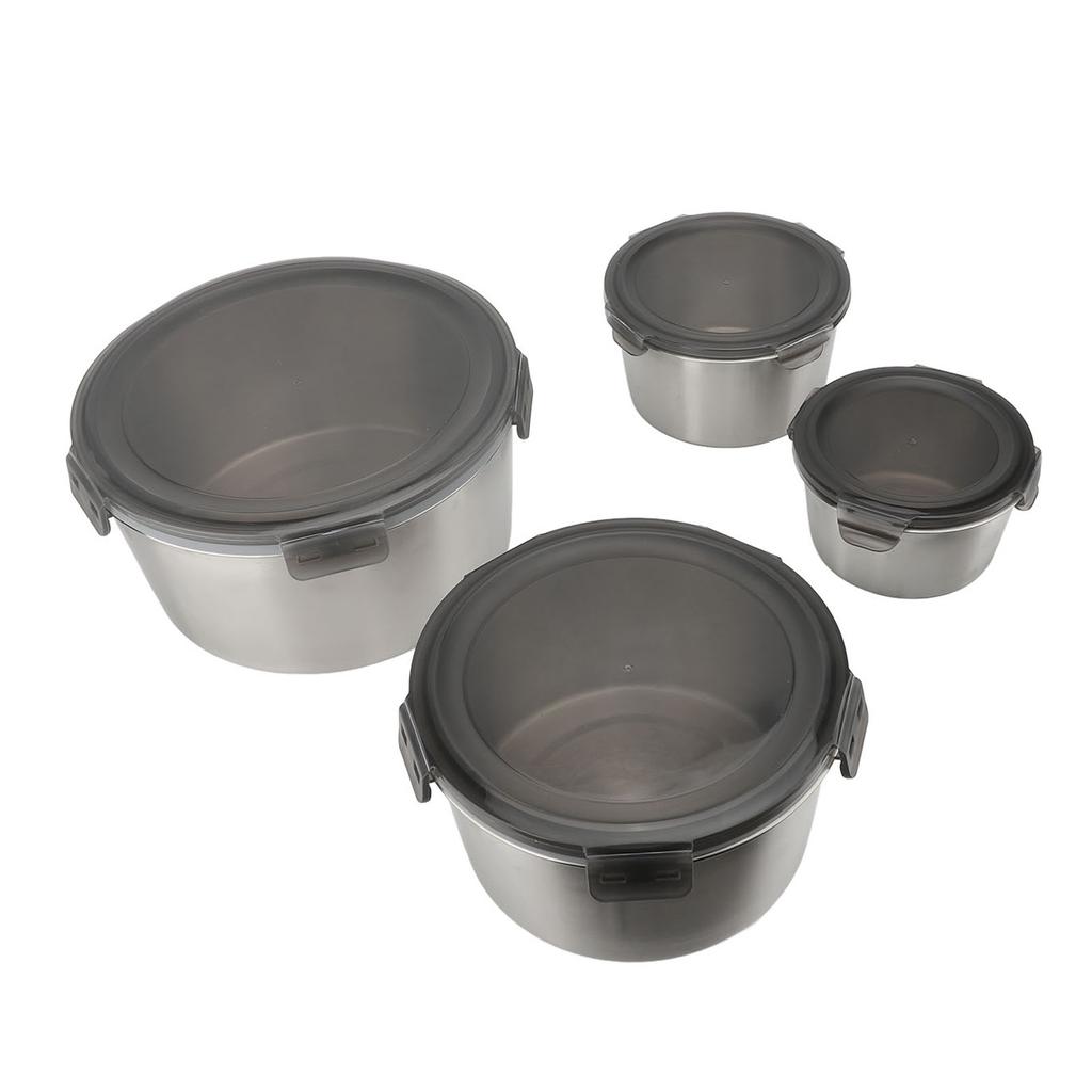 4Pcs Food Container with Lids Leakproof Reusable 304 Stainless Steel Food Storage Container for Lunc