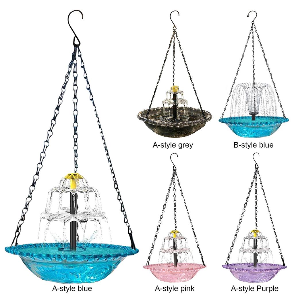 Hanging Solar Bird Bath Fountain Wildlife Feeder Bird Bath Bowl with Solar Powered Pump for Outdoor Garden Backyard Patio Lawn