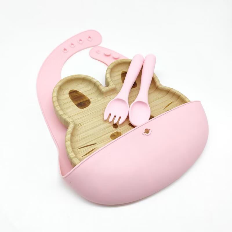 JINGRX Children s Rabbit Bamboo Dinnerware Set