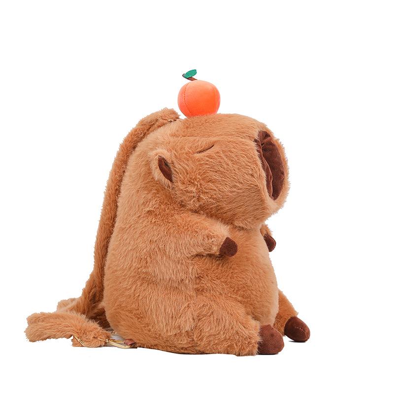 New head orange capybara bag paper drawn plush toy ugly doll kapibara double shoulder doll backpack