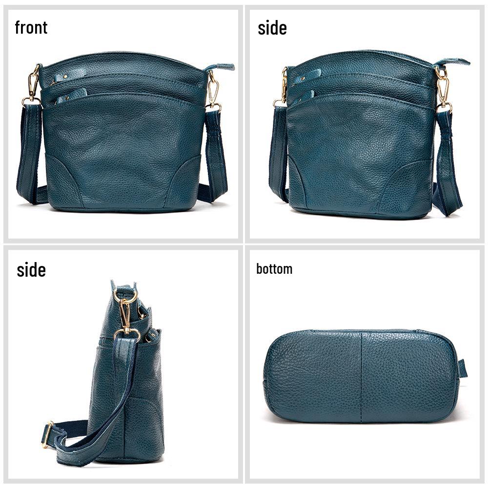 Women's Genuine Leather Bucket Bag - Autumn/Winter Fashion for Middle-Aged Moms