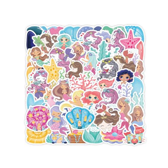 

50Pcs/Set Sticker Decal Self-Adhesive Waterproof Non-fade Tear-resistant Re-paste Mermaid Kids Cartoon Sticker Notebook Accessory Sets