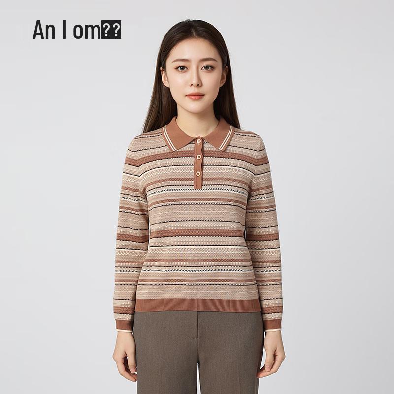 Yanu Autumn/Winter Striped Color-Block Long Sleeve Pullover 2518013