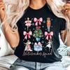 Christmas Nutcracker TShirt Christmas Sweatshirt Nutcracker Ballet TShirt Pretty Pink Bows Shirt Women Crewneck Short Sleeve