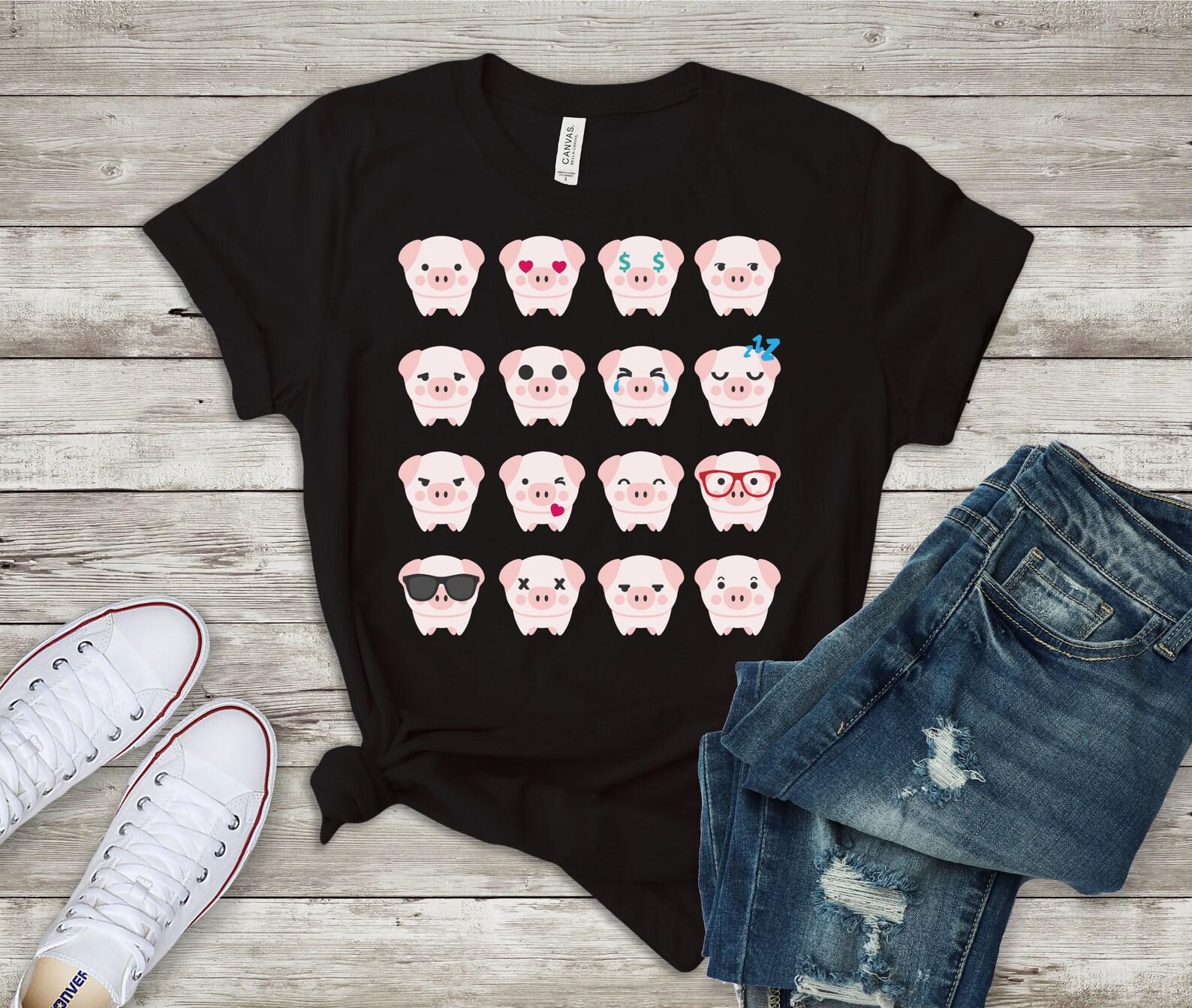 Pig Emoji Shirt/ Pig Lover Gift/ Piggy Love T-shirt/ Piggy Emoticon Shirt/ Pig Emoji T-Shirt/ Fun Style Shirt S