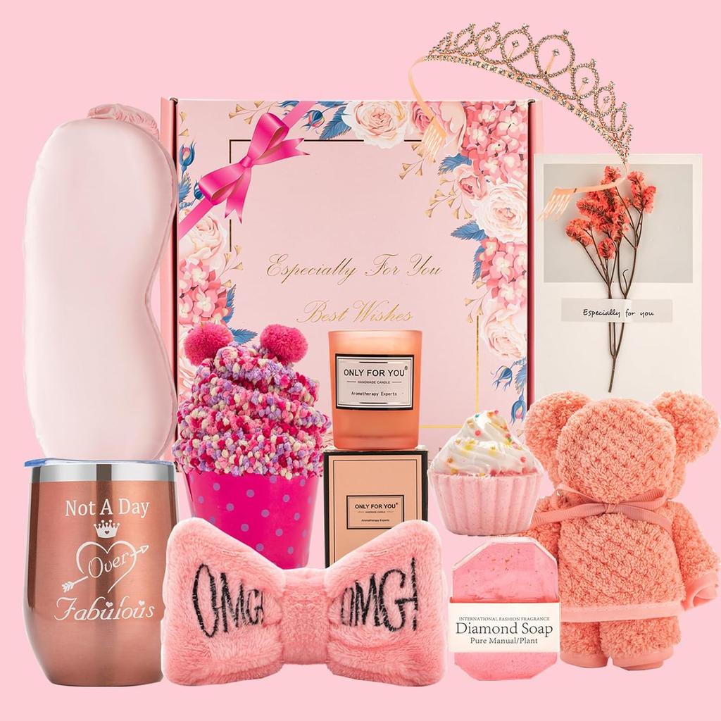 Birthday Gifts for Women,Happy Birthday Unique Female Gift Ideas for Girl Best Friend Gift Pink Gift Box Gift Basket for Women Gifts Set for Teenage
