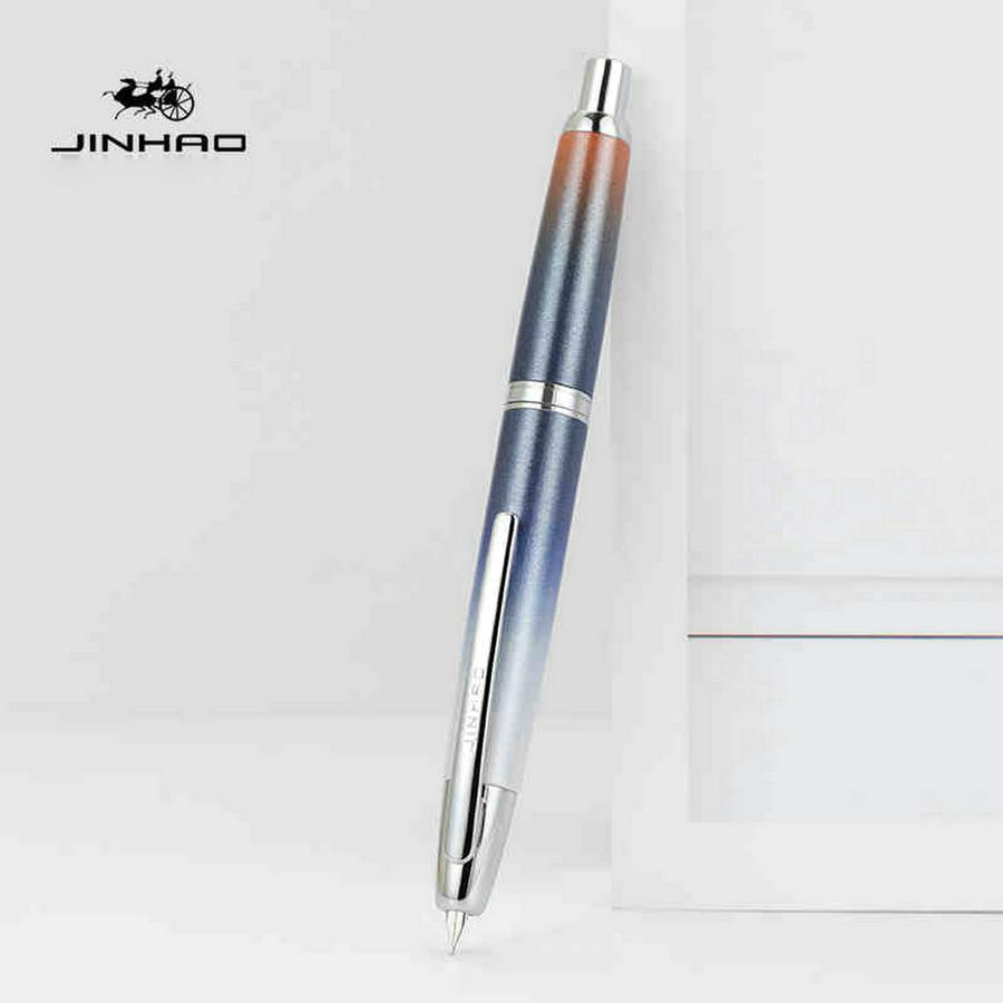 JINHAO 10 Druck-Einziehbare Füllfederhalter EF/F Feder Handpoliert Rosa Tinte Stift mit Konverter Büro Schulbedarf A1
