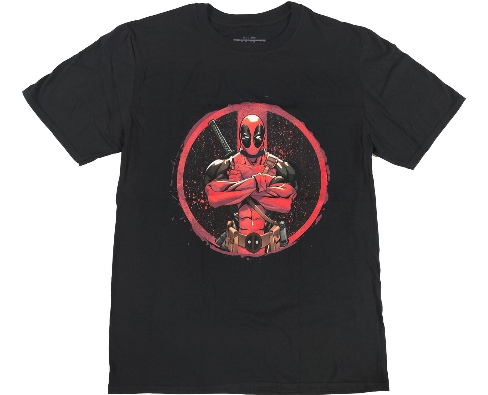 Deadpool Shirt Mens Large Marvel Comics UNIQUE Short Sleeve Black Shirt T-Shirt S