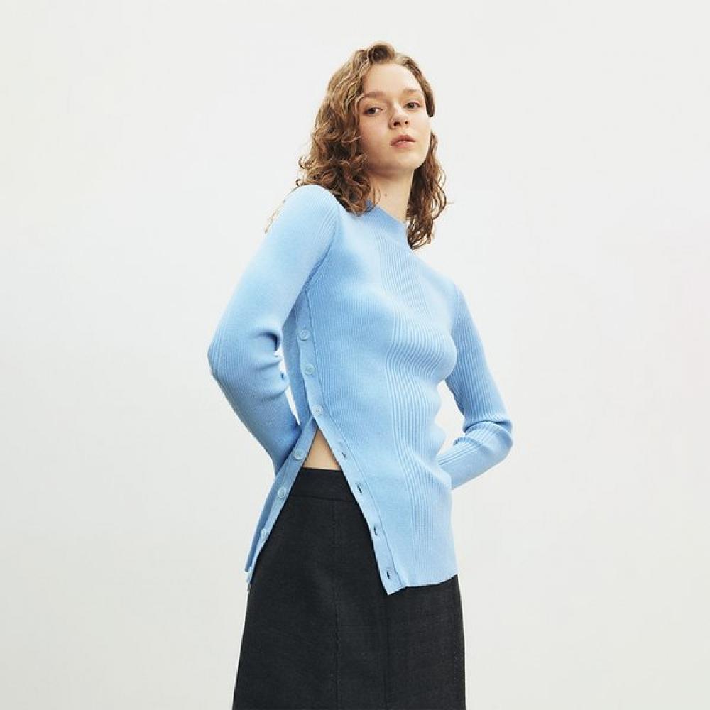 Joy Gryson Button Detail Half Neck Knit Top Kk4ap3490 21 SKY BLUE/01_S