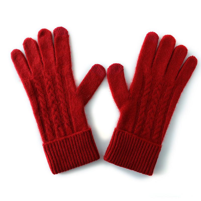 Touch Screen Gloves Cashmere Autumn and Winter New Style Unisex Striped Warm Cycling Windproof Knitted Five finger