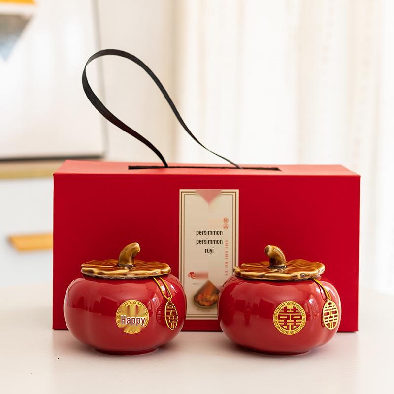 Keramik Kaki Bonbonglas Set - Hochzeits-, Verlobungs- oder Einzugsgeschenk