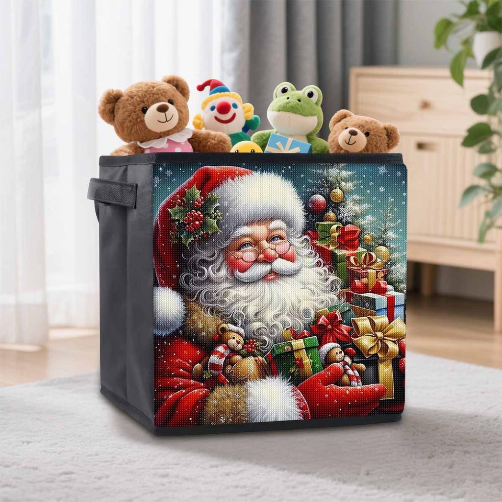 Santa Claus Delivering Gifts 5D Diamond Painting Storage Basket Full Round Drill Mosaic Diamond Embroidery Cross Stitch Kits Home Decor Home Decor