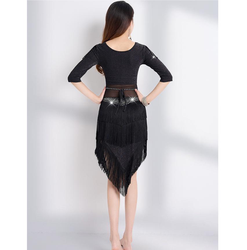 Latin Dance Clothes For Women Rhinestone Fringe Dress Professional Rumba Practice Clothing Ballroom Dance Competition Dress