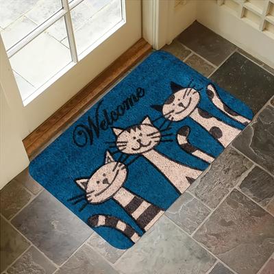 1Pcs Cute Cat Pattern Floor Mat Modern Kitchen Polyester Rug Non-Slip Colorful Indoor Carpet, For Home Bathroom Bedroom Living Room Decor
