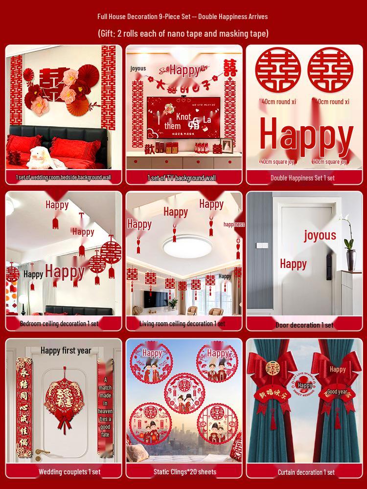 Complete Wedding Room Decoration Set: Bride & Groom's Bedroom Decor Essentials