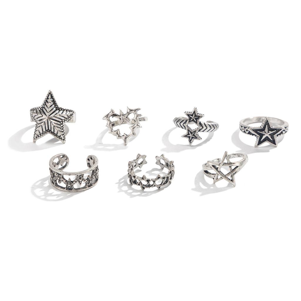 Hip-Hop Personality Thorn Heart Ring for Men, Fashionable Niche Five-Pointed Star Index Finger Ring, Men's Jewelry