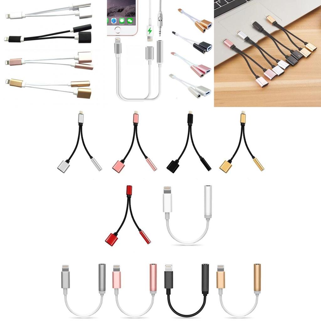 Apple Iphone 7 8 Dual Lightning Adapter With Silver Exterior For Earphone Connectivity
