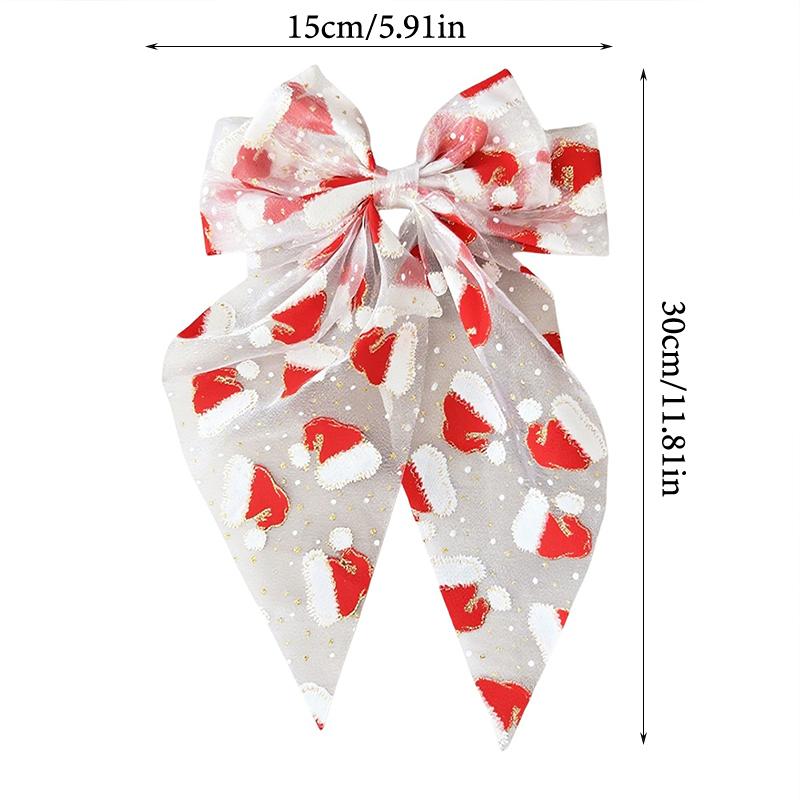 1/2Pcs Christmas Hair Bows For Women Girls Big Bow Hair Clip Oversized Long Tail Hair Barrette Cute Fashion Hair Accessories