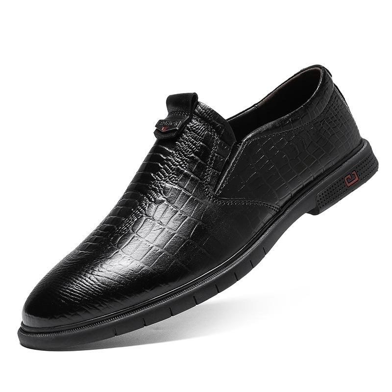 Men s Crocodile Pattern Leather Dress Shoes - Cowhide, British Style, Large Sizes Available 40