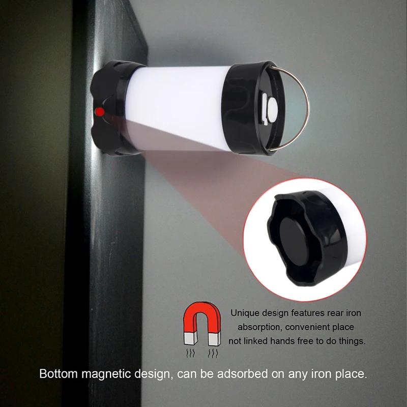 380LM USB Rechargeable Portable Lanterns Magnet Portable Outdoor LED Camping Lantern Flashlight Waterproof IPX-4 White Red Light