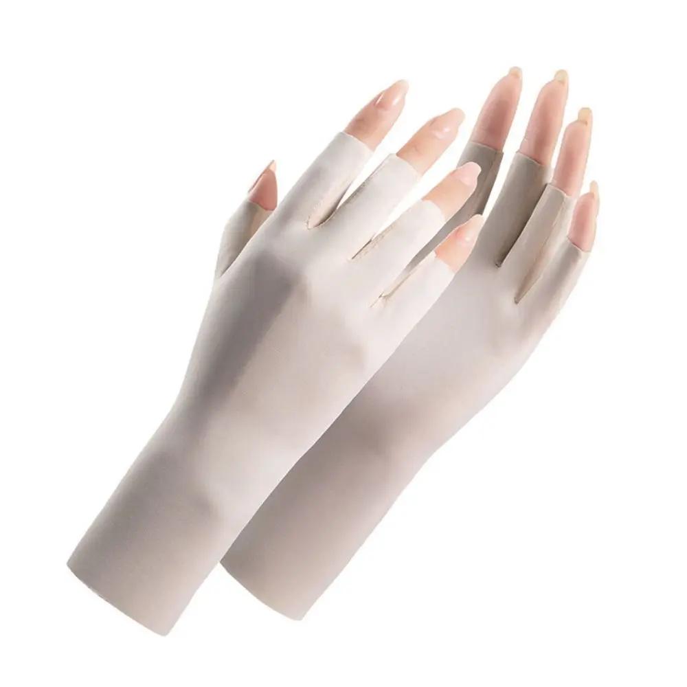 

1 Pair Fingerless Gloves Thin Outdoor Riding Gloves UV Protection Multicolor Driving Gloves Stretch Female Touchscreen
