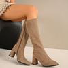 Women's Long-thigh Boots with Thick Heels and Elastic Cylinders Skinny Boots with Thin Heels In Autumn and Winter