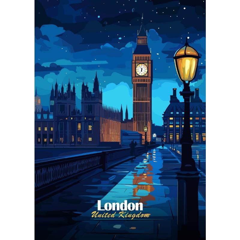 

Всемирно известные города Ночной холст Принт Япония Канада Италия Постер для путешествий Мультяшный городской пейзаж Живопись Настенный декор для гостиной 21cm×30cm NoFrame