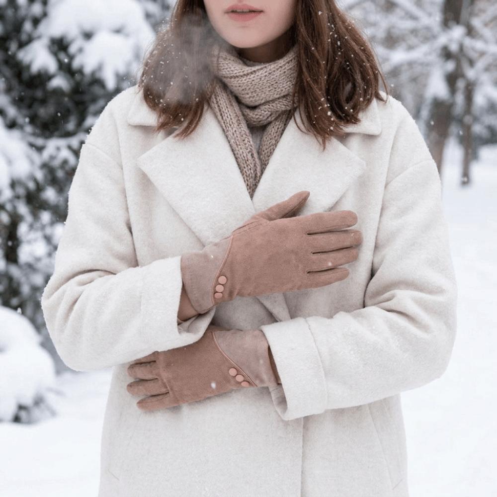 Thick Touch-Screen Gloves Elegant Windproof Suede Gloves Daily Wear Winter Thermal Gloves  Driving