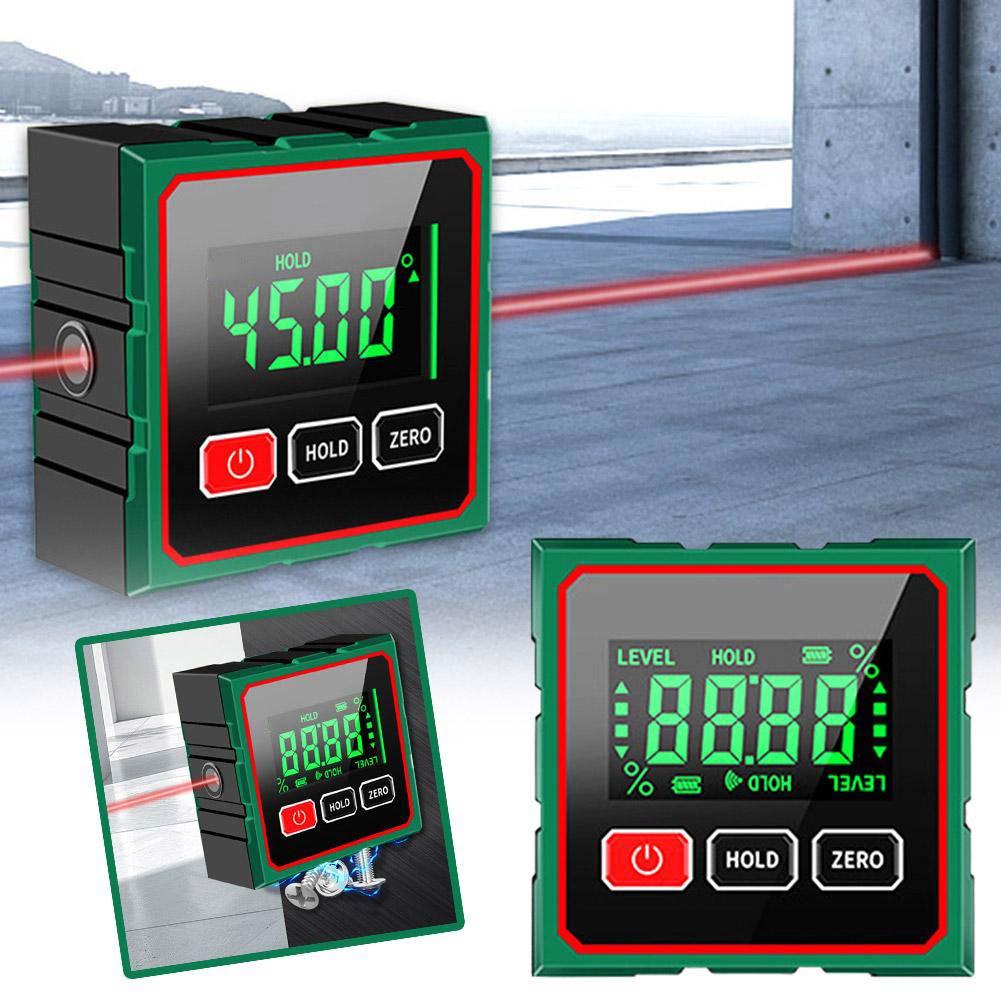 Mini Four Sides Magnetic Electronic Laser Digital Protractor Gauge Inclinometer Level Magnets Level Ruler Angle Slope 0-90°