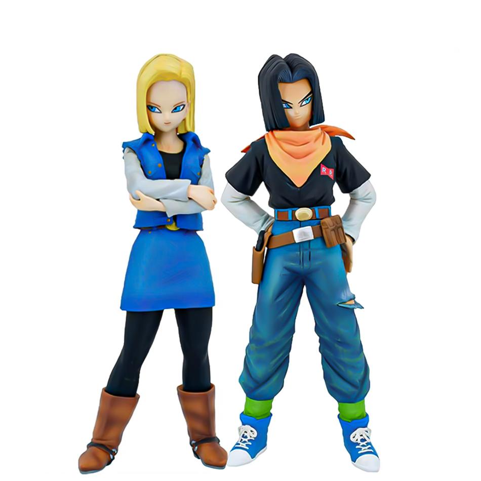 25CM Anime Dragon Ball Z Android 17 18 Figure Android 18 PVC Action Figures Collection Model Playthings Designed for Children Xmas Gifts