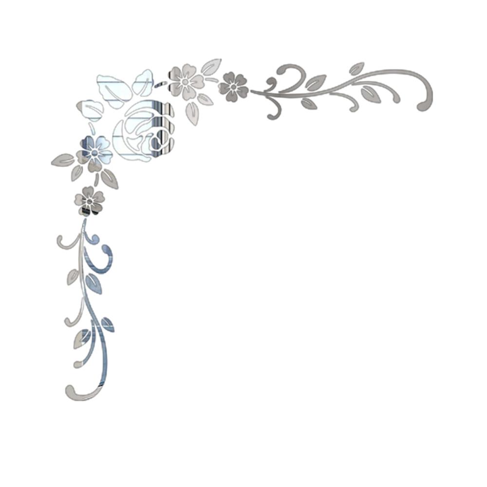 Corridor Wall sticker Living Room Background 3D Mirror Flower Acrylic Decal