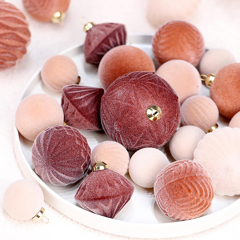 35Pcs Velvet Ball Decorative Hanging Ornament Festival Tree Ball Holiday Decoration Set Tree Pendant